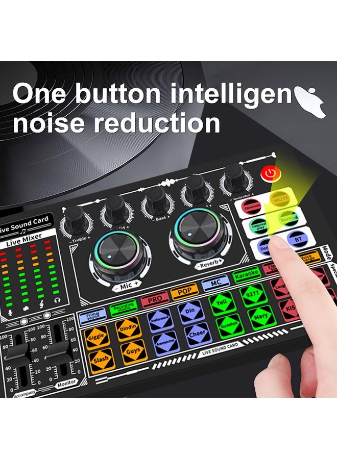 F999 Sound Card Podcast Equipment,DJ Mixer,Streaming Audio Mixer,Suitable for Live Broadcast/Tiktok/Youtube/PC/Karaoke (Black) - Image 5